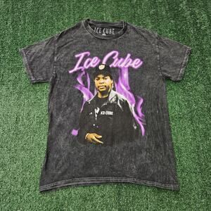 Ice Cube Rap Hip Hop Artist Portrait Graphic T-Shirt Black Size Small